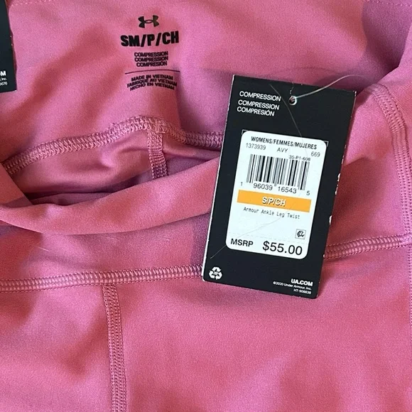 Under Armour Heat Gear Ankle Twist Pink Compression Leggings - Picture 14 of 14